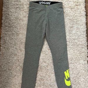 Cropped Nike Leggings - Grey w/ Mesh Logo in Lighting, Women's Sz. XS